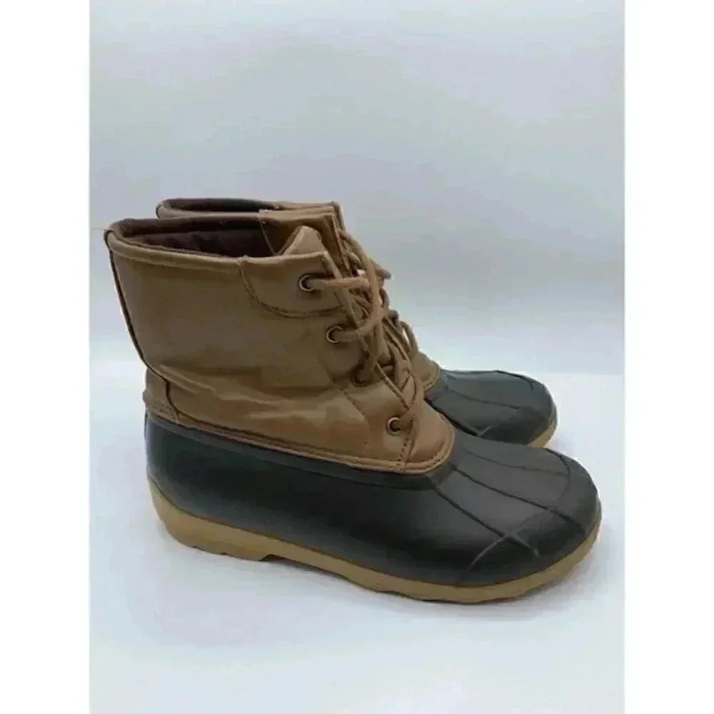 Sperry Port Boots Youth‎ Boys 5 M Brown Leather Duck Rain Lace Up Ankle Outdoors